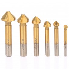 dophee 6 Pcs 90 Degree 3 Flute HSS 4241 Chamfer Chamfering Countersink End Mill Cutter Bit