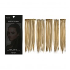 Hicello Blonde Synthetic Clip On Hair Extension 6Pcs/Set 60cm Straight Hairpiece Heat Resistant Fiber