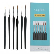 Dophee 6pcs Miniature Hook Line Pen art painting brushes weasel hair paint brush gouache watercolor oil paints artists Drawing Pens