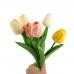 Dophee Tulips Artificial Plants Real Touch Flowers Tulip Bouquet Decor Fake Tulips Flower for Home Wedding Decorations