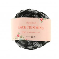 Dophee Lace Fabric High Quality Width 2.5cm White Black Lace Ribbon Trim Trimmings For Sewing Wedding Collar