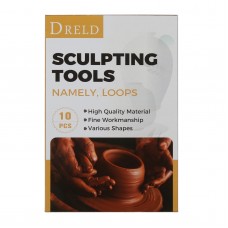 DRELD 10Pcs DIY Pottery Clay Sculpting Tools Ceramic Carving Set Sculpture Polymer Shapers Wooden Handle Big Loop Supplies