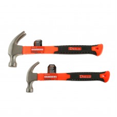 DRELD Claw Hammers (16 oz, 8 oz) with Sure-Grip TPR Rubber Handles and Polished Steel Carbon Steel Head