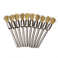 dophee 10Pcs 6mm Dia Pen Shape Brass Polishing Rotary Brush 3mm Shank for Dremel Drill