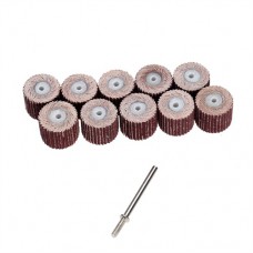 dophee 10Pcs 15mm Grinding Sanding Sandpaper Flap Wheel Disc with 1 Mandrel Set 240 Grit