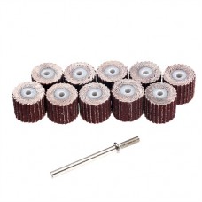 dophee 10Pcs 240# Grit 12mm Flap Wheel Grinding Heads and 3mm Arbor Rotary Tool Set