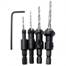 dophee 4Pcs / Set #6 #10 #13 #16 HSS Quick Change Hex Shank Screw Countersink Drill Bit