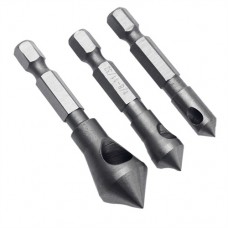 dophee 3Pcs 90 1/4" Hex Shank Wood Chamfer Countersink Bit Set Deburring Craft Tool Kit