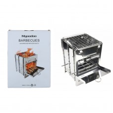 Mgoodoo Folding Wood Burning Camping Stove Stainless Steel Barbecue Charcoal Stove With Bag