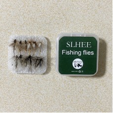SLHEE 10Pcs/Lot Artificial Insect Bait Lure Deer Hair Dry Flies Fishing Lures Soft Sea Bass Trout Fishing Fly Floating Bait Accessories