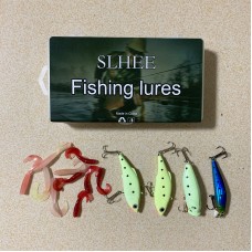 SLHEE 14pcs Fishing Lures Set Hard Artificial Wobblers Metal Soft Lure Fishing Silicone Bait