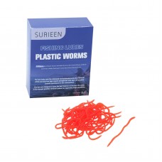 SURIEEN 100pcs Red Plastic Worms Soft Bait Shrimp odor Smell Silicone Artificial Lure Fishy Lifelike Earthworm Carp Bass Pesca Fishing Tackle