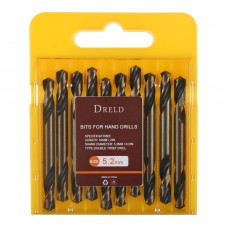 DRELD 10pcs Double Head Twist Drill Bit HSS Auger Bit Hand Electric Drill Tool OD 5.2mm Aluminium Alloy Cast Iron Wood Punching Hole