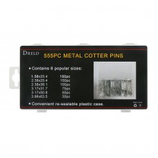 DRELD 555pcs Sliver Cotter Split Pins Fixings Assorted Sizes Zinc Plated Steel Hard Case Link Split Cotter Pin