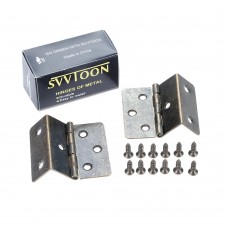 Svvtoon 2x Antique Bronze Furniture Door Hinges Cabinet Drawer Box Folding Hinge & Screw