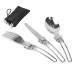 DRELD Long cookware backpack Spork fork stainless steel fold knife utensil spoon set combo Picnic camp cutlery tableware flatware