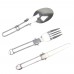 DRELD Long cookware backpack Spork fork stainless steel fold knife utensil spoon set combo Picnic camp cutlery tableware flatware