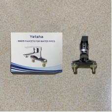 Yetaha Basin Double Hole Faucet Public Toilet Bathroom Wash Basin Ceramic Column Basin Hot and Cold Double Faucet Mixer faucets for water pipes