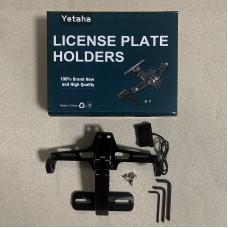 Yetaha Black Turn Signal Light Bracket CNC Aluminum Adjustable with LED Light Motorcycle License Number Plate Holder