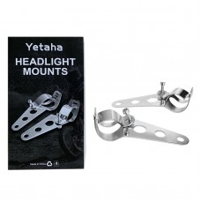 Yetaha Silver 35mm-43mm Motorcycle Headlight Mount Bracket Fork Ear Chopper for Racer Harley